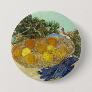 Van Gogh Still Life of Oranges Lemons Blue Gloves 3 Inch Round Button