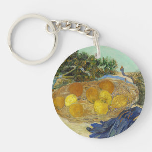 Van Gogh Still Life of Oranges Lemons Blue Gloves Keychain
