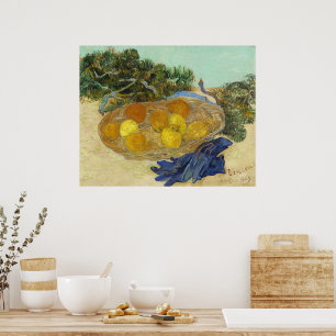 Van Gogh Still Life of Oranges Lemons Blue Gloves Poster