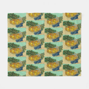 Van Gogh Still Life Oranges Lemons Blue Gloves Fleece Blanket