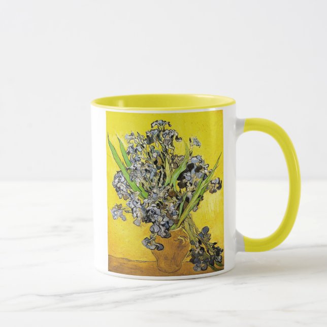 Van Gogh Still Life Vase, Irises (F678) Fine Art Mug (Right)