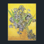 Van Gogh Still Life Vase, Irises (F678) Fine Art Postcard<br><div class="desc">Still Life: Vase with Irises Against a Yellow Background, Vincent van Gogh, St. Rémy, May 1890. Oil on canvas, 92 x 73.5 cm. Amsterdam, Van Gogh Museum. F 678, JH 1977 Vincent Willem van Gogh (30 March 1853 – 29 July 1890) was a Dutch Post-Impressionist artist. Some of his paintings...</div>