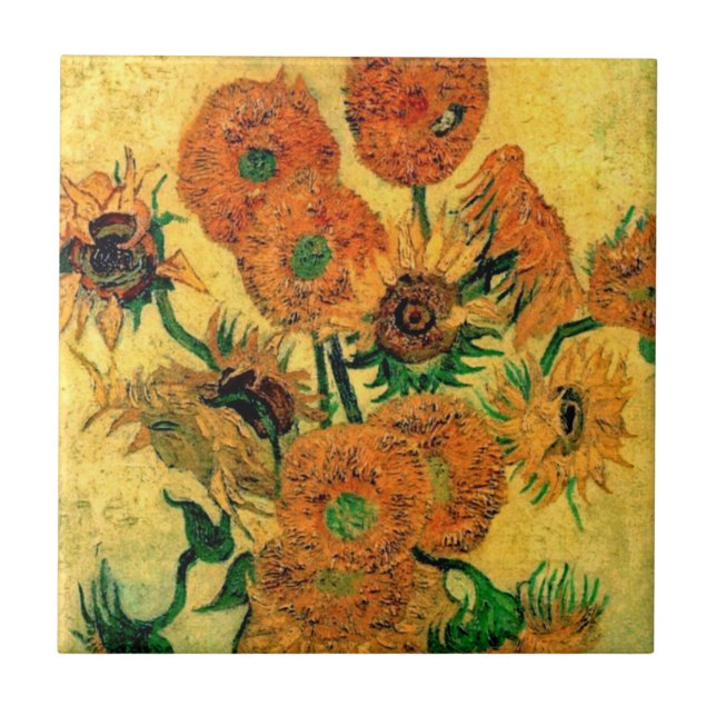 Van Gogh - Still Life Vase With Fifteen Sunflowers Tile (Front)
