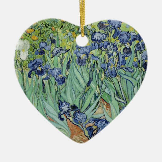 Van Gogh Still Life: Vase with Irises Ceramic Ornament (Front)