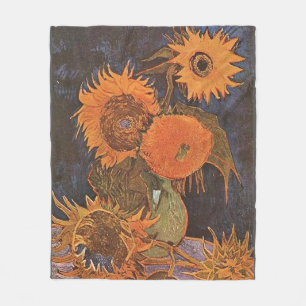 Van Gogh - Still Life with Five Sunflowers, Fleece Blanket