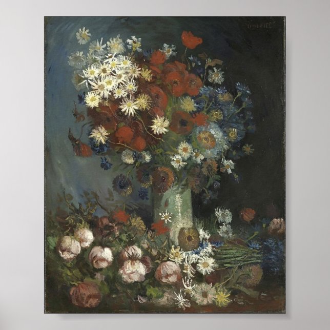 Van Gogh- Still life with meadow flowers and roses Poster (Front)