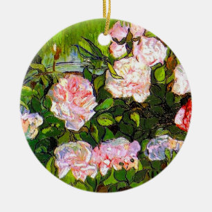 Van Gogh Still Life with Pink Roses Ceramic Ornament