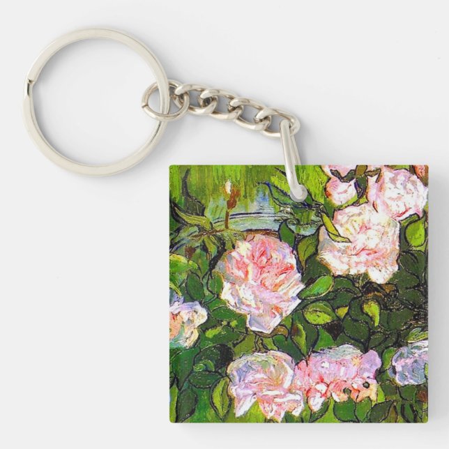 Van Gogh Still Life with Pink Roses Keychain (Front)