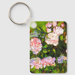 Van Gogh Still Life with Pink Roses Keychain