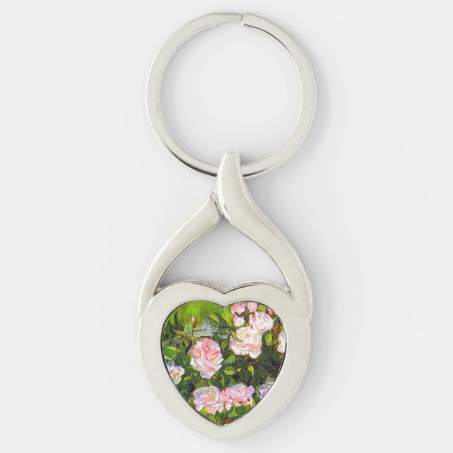 Van Gogh Still Life with Pink Roses Keychain (Front)