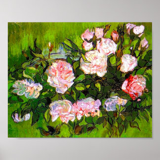 Van Gogh Still Life with Pink Roses Poster