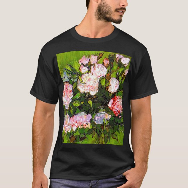 Van Gogh Still Life with Pink Roses T-Shirt (Front)