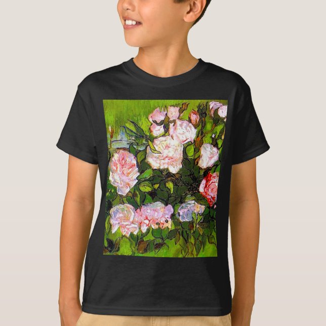 Van Gogh Still Life with Pink Roses T-Shirt (Front)