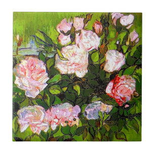 Van Gogh Still Life with Pink Roses Tile