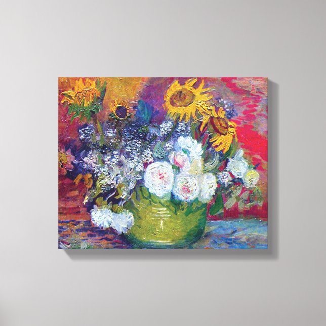 Van Gogh - Still Life With Roses And Sunflowers Canvas Print (Front)