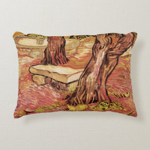 Van Gogh Stone Bench in Garden, St Paul Hospital Accent Pillow