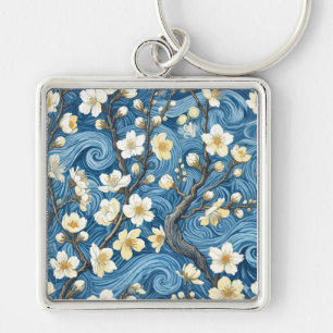 Van Gogh Style Almond Blossoms Keychain