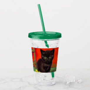 Van Gogh Style Black Cat Acrylic Tumbler