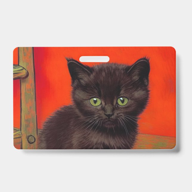 Van Gogh Style Black Cat Badge (Front)