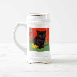 Van Gogh Style Black Cat Beer Stein