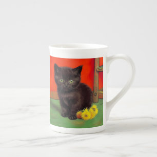 Van Gogh Style Black Cat Bone China Mug