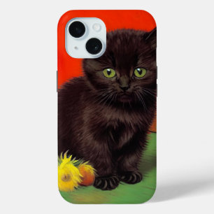Van Gogh Style Black Cat iPhone 15 Case