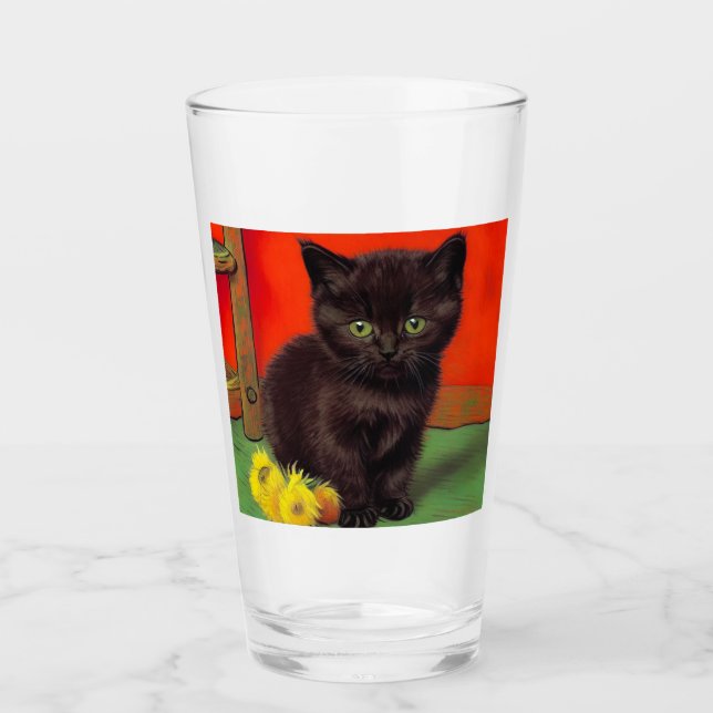 Van Gogh Style Black Cat Glass (Front)