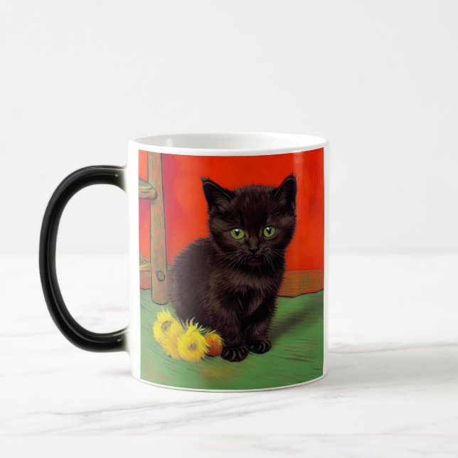 Van Gogh Style Black Cat Magic Mug (Left)
