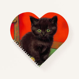 Van Gogh Style Black Cat Notebook