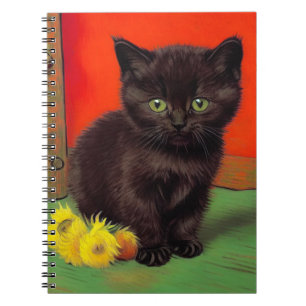 Van Gogh Style Black Cat Notebook