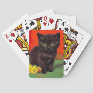 Van Gogh Style Black Cat Playing Cards