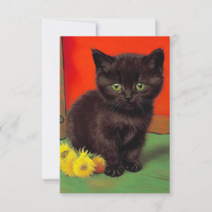 Van Gogh Style Black Cat RSVP Card