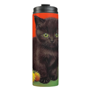 Van Gogh Style Black Cat Thermal Tumbler