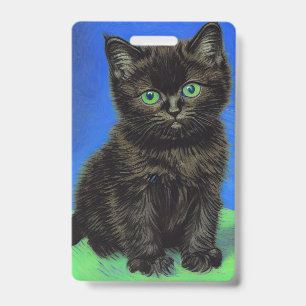 Van Gogh Style Black Kitten Badge