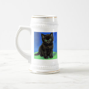 Van Gogh Style Black Kitten Beer Stein