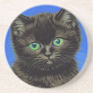 Van Gogh Style Black Kitten Coaster