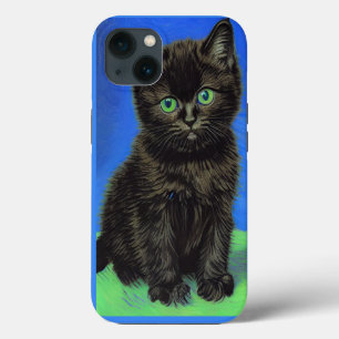 Van Gogh Style Black Kitten iPhone 13 Case