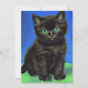 Van Gogh Style Black Kitten Save The Date