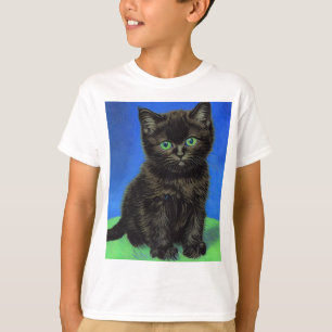 Van Gogh Style Black Kitten T-Shirt
