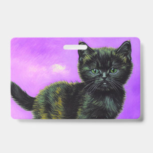 Van Gogh Style Cat Badge