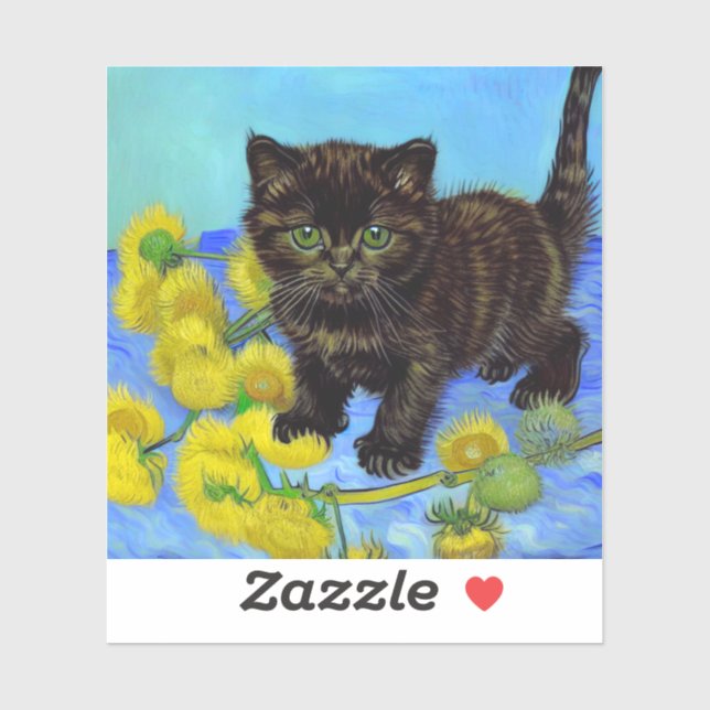 Van Gogh Style Cat with Sunflowers (Sheet)