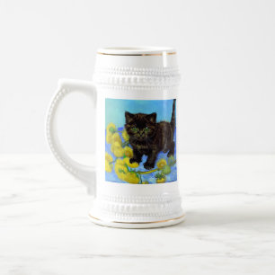 Van Gogh Style Cat with Sunflowers Beer Stein