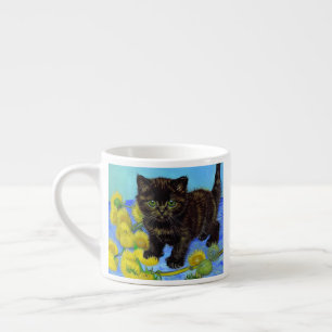 Van Gogh Style Cat with Sunflowers Espresso Cup