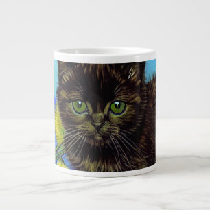 Van Gogh Style Cat with Sunflowers Large Coffee Mug