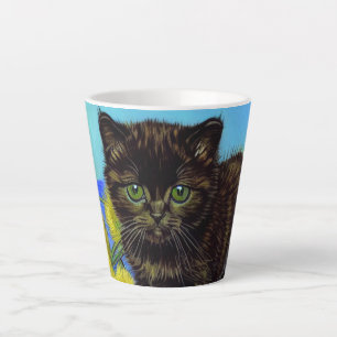 Van Gogh Style Cat with Sunflowers Latte Mug