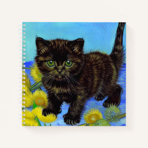 Van Gogh Style Cat with Sunflowers Notebook