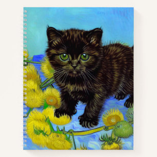 Van Gogh Style Cat with Sunflowers Notebook