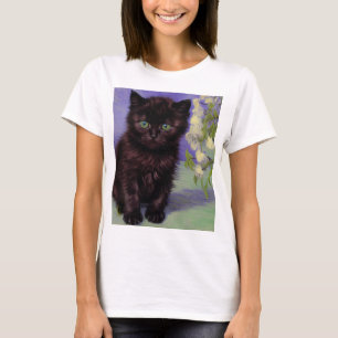 Van Gogh Style Cat with White Flowers T-Shirt