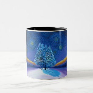 Van Gogh Style Christmas Two-Tone Coffee Mug