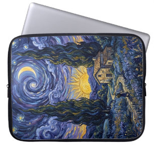 Van Gogh Style Cypress Dusk Midnight Moon Vertical Laptop Sleeve